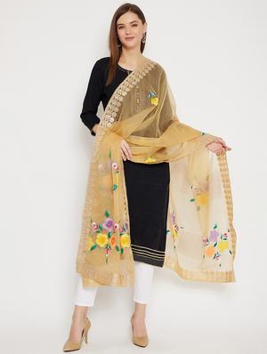 beige organza printed dupatta - 18249414 - Standard Image - 2
