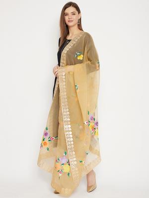 beige organza printed dupatta - 18249414 - Standard Image - 4