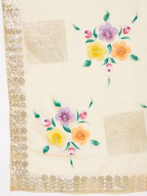 beige organza printed dupatta - 18249414 - Standard Image - 5