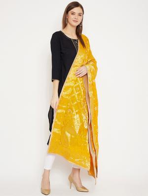 yellow silk blend woven dupatta - 18249424 - Standard Image - 4