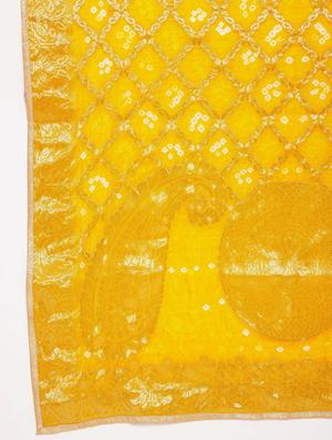 yellow silk blend woven dupatta - 18249424 - Standard Image - 5