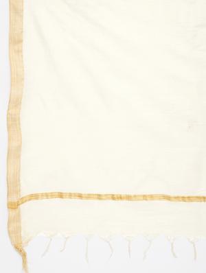 cream silk blend plain dupatta - 18249447 - Standard Image - 5