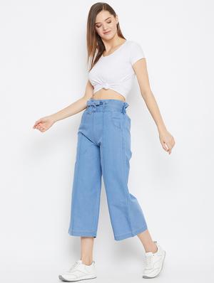 blue denim flat front trouser - 18249498 - Standard Image - 5