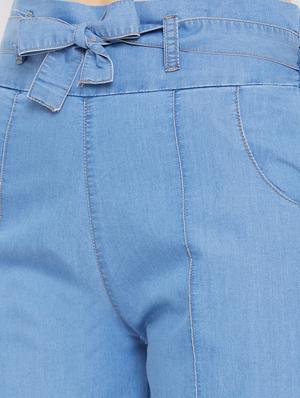blue denim flat front trouser - 18249498 - Standard Image - 6