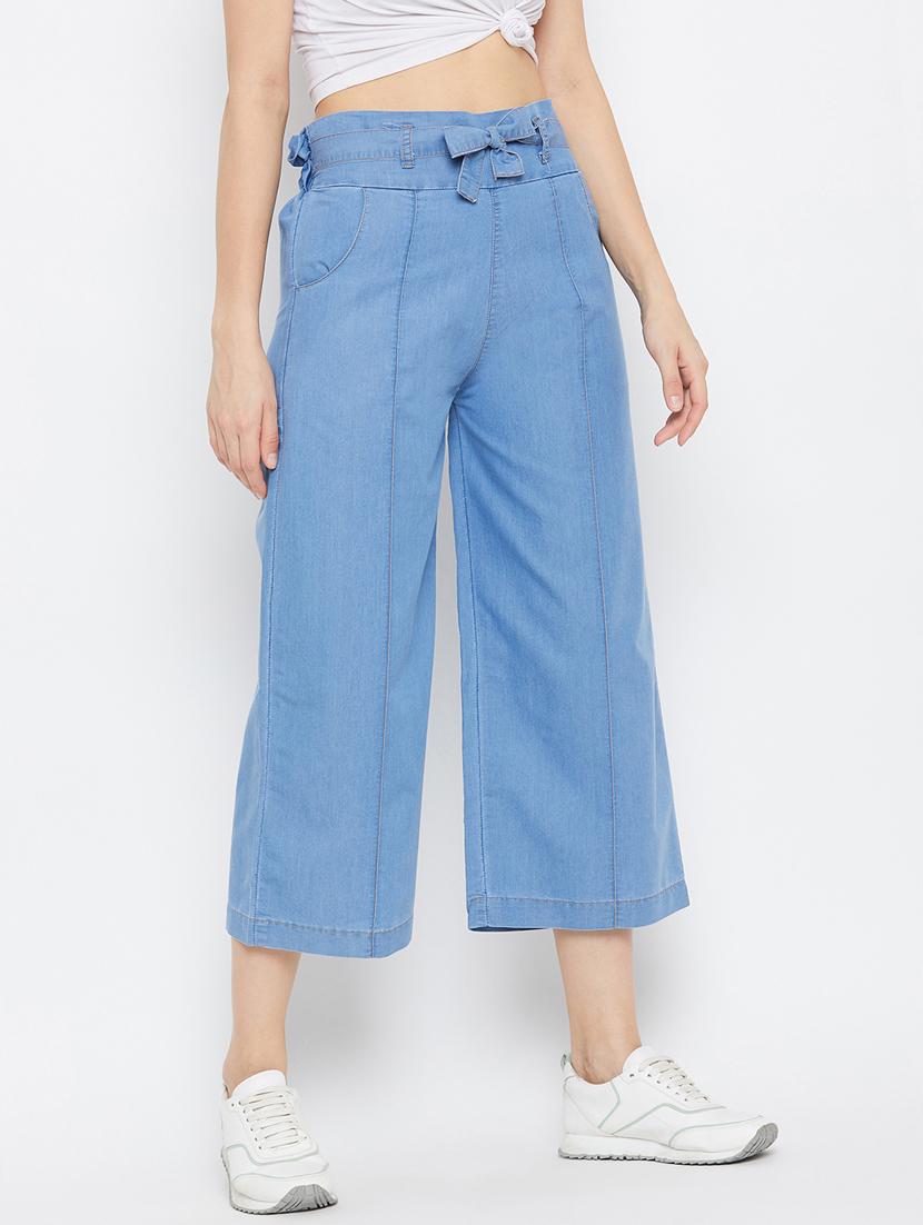 blue denim flat front trouser - 18249498 - Zoom Image - 2