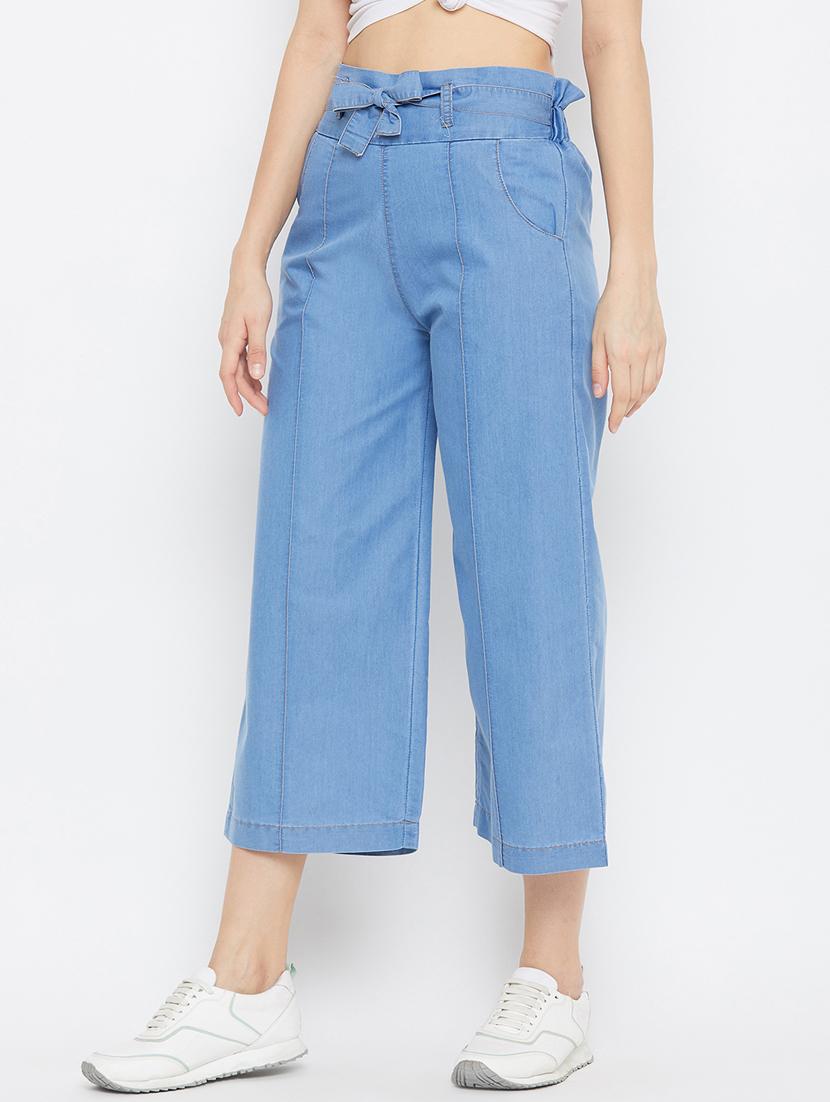 blue denim flat front trouser - 18249498 - Zoom Image - 3