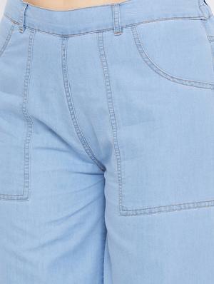 blue denim flat front trouser - 18249500 - Standard Image - 5