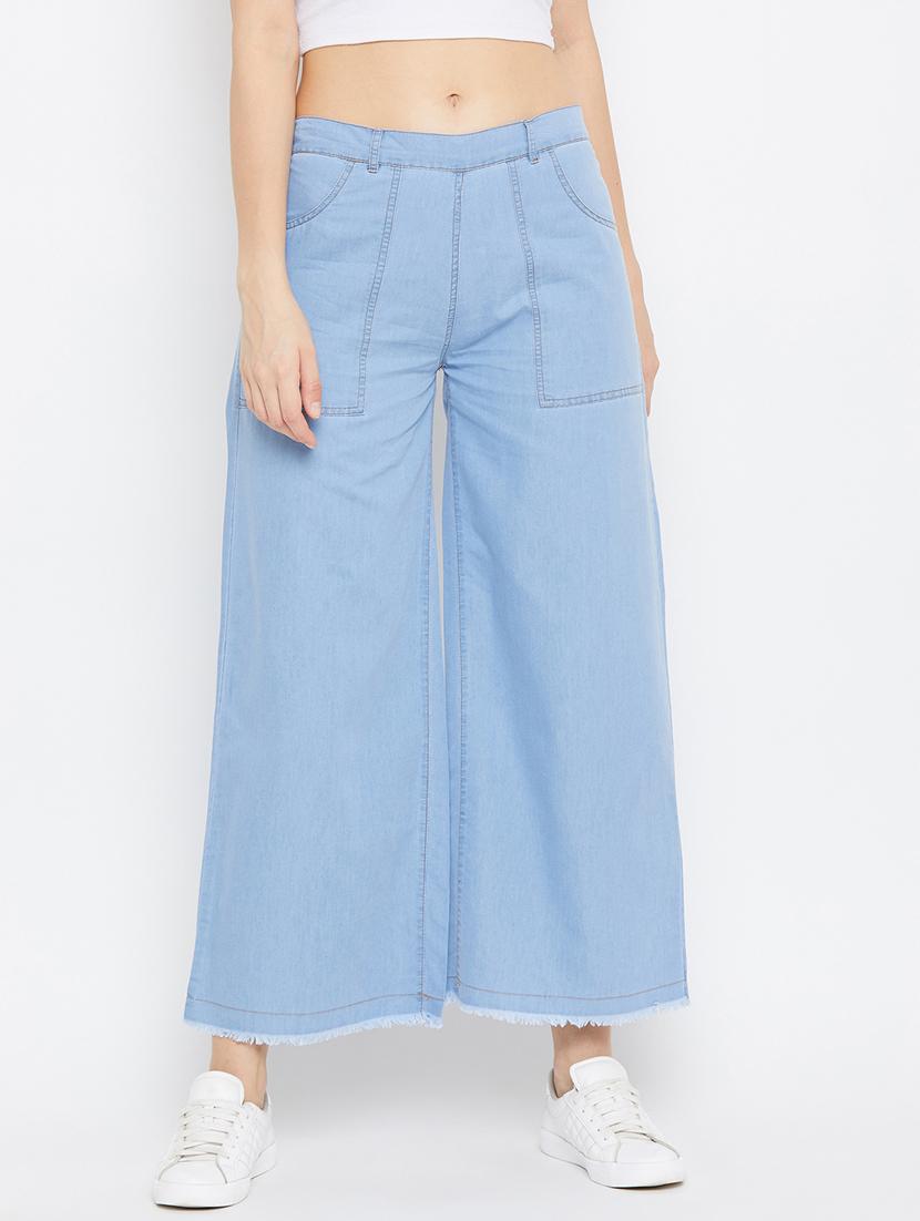 blue denim flat front trouser - 18249500 - Zoom Image - 1
