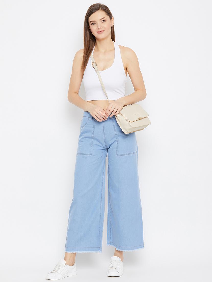 blue denim flat front trouser - 18249500 - Zoom Image - 4