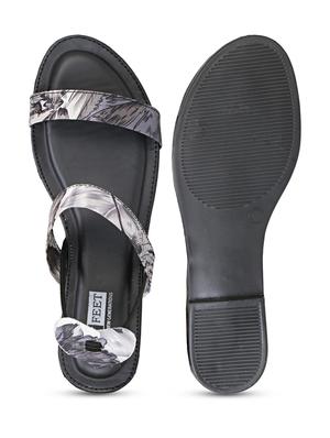 black faux leather back strap sandals - 18249824 - Standard Image - 5