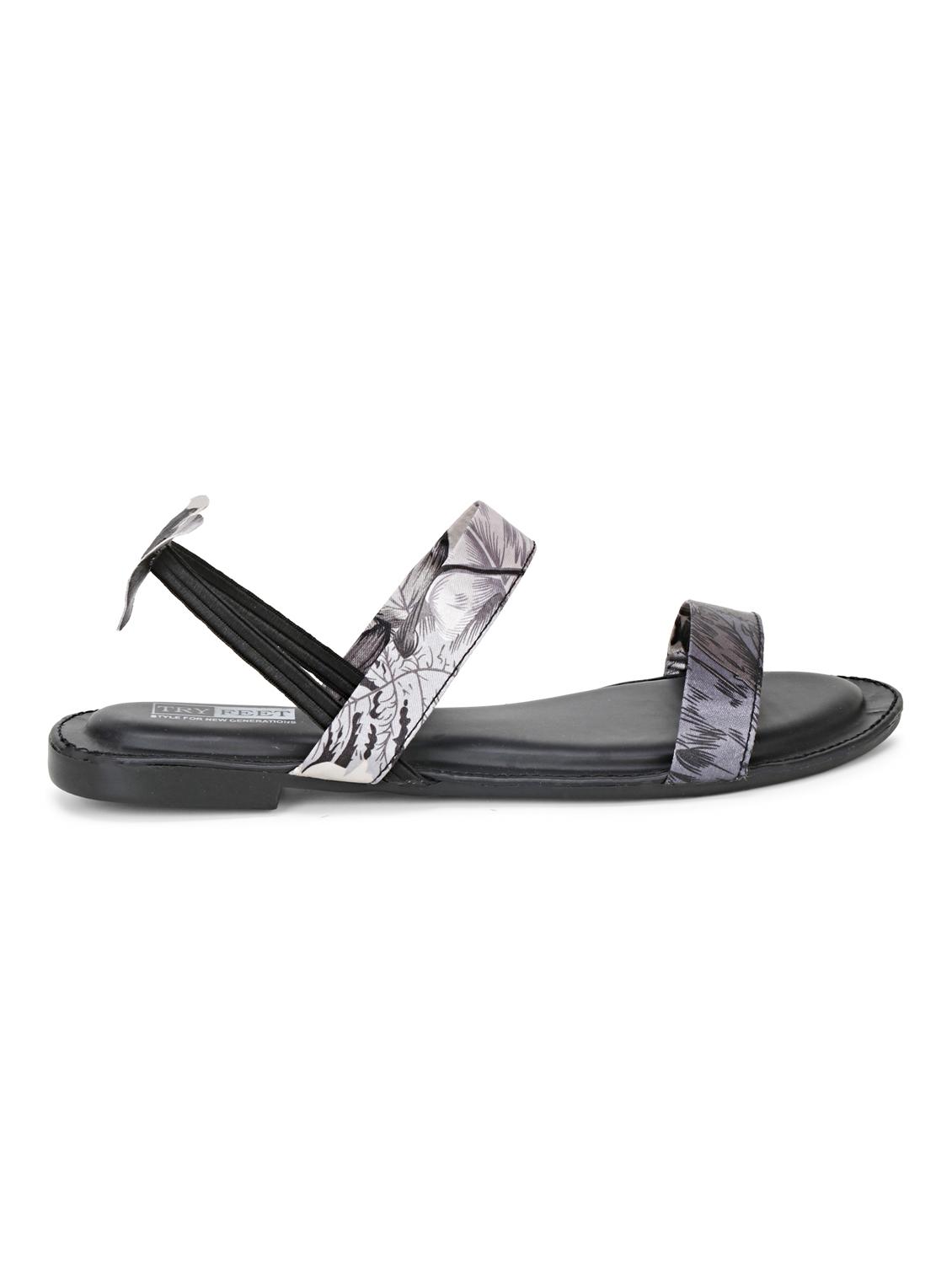black faux leather back strap sandals - 18249824 - Zoom Image - 3
