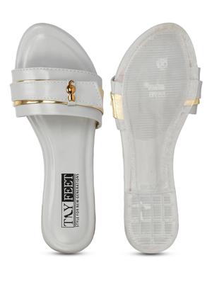 grey synthetic slip on sandals - 18249905 - Standard Image - 5