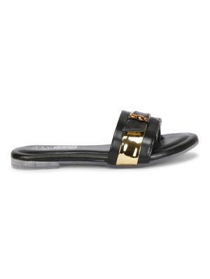 black synthetic slip on sandals - 18249906 - Standard Image - 3