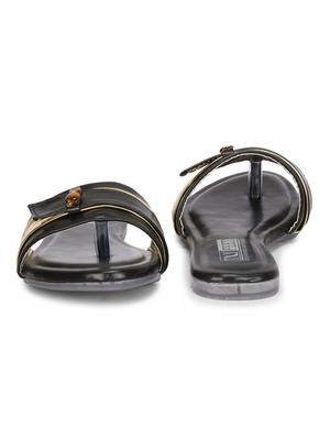 black synthetic slip on sandals - 18249906 - Standard Image - 4