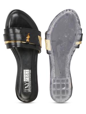 black synthetic slip on sandals - 18249906 - Standard Image - 5