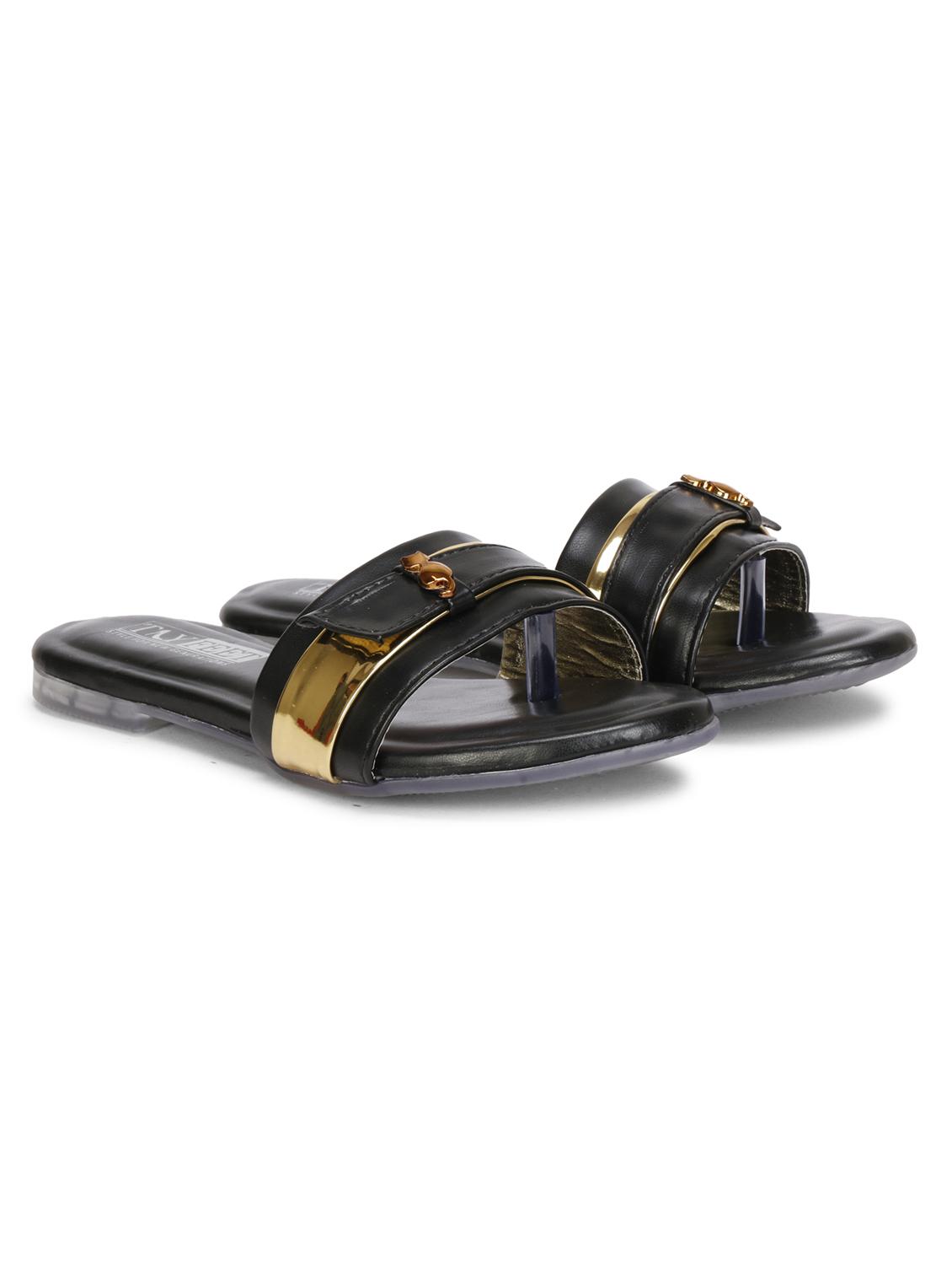 black synthetic slip on sandals - 18249906 - Zoom Image - 2