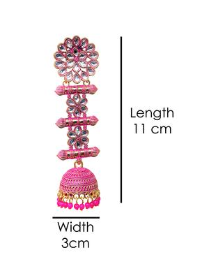 pink brass jhumka earring - 18250108 - Standard Image - 4