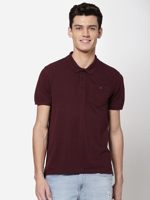 burgundy solid polo t-shirt - 18250336 - Standard Image - 1