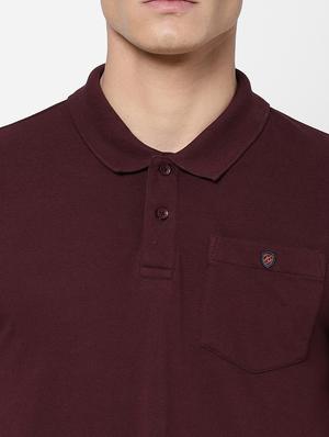 burgundy solid polo t-shirt - 18250336 - Standard Image - 2