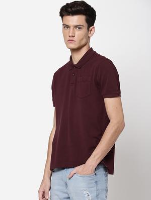 burgundy solid polo t-shirt - 18250336 - Standard Image - 3