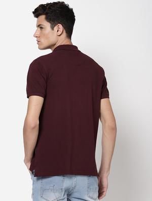 burgundy solid polo t-shirt - 18250336 - Standard Image - 4