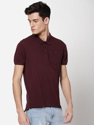 burgundy solid polo t-shirt - 18250336 - Standard Image - 5