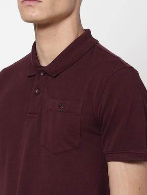 burgundy solid polo t-shirt - 18250336 - Standard Image - 6