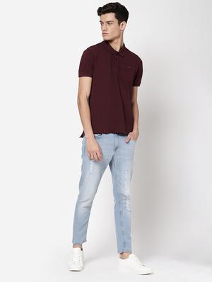burgundy solid polo t-shirt - 18250336 - Standard Image - 7