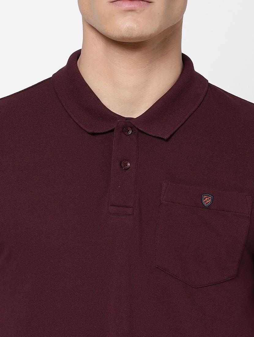burgundy solid polo t-shirt - 18250336 - Zoom Image - 2