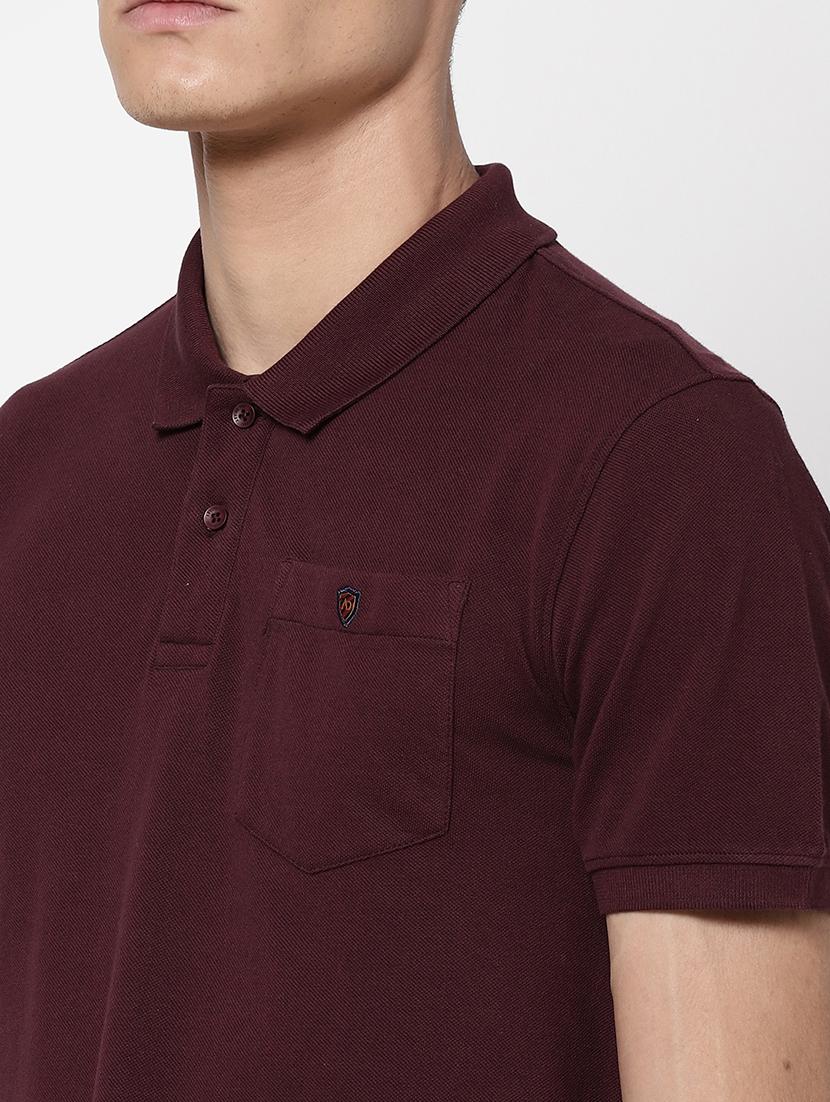 burgundy solid polo t-shirt - 18250336 - Zoom Image - 6