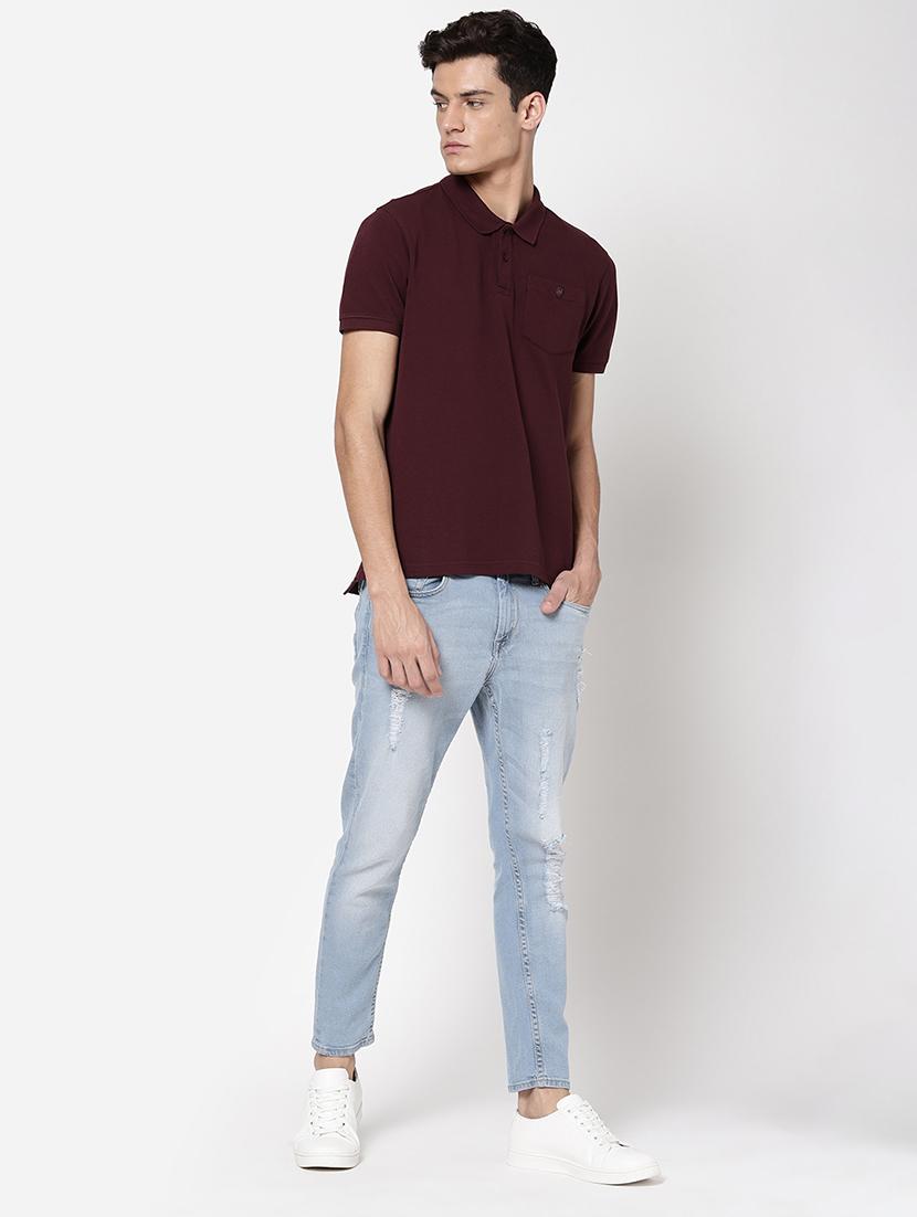 burgundy solid polo t-shirt - 18250336 - Zoom Image - 7