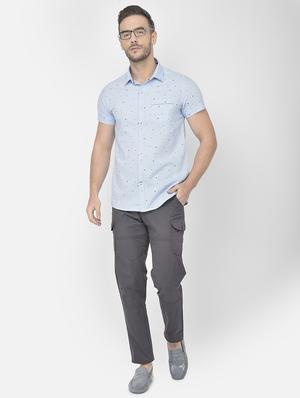 grey solid cargos casual trouser - 18250569 - Standard Image - 5