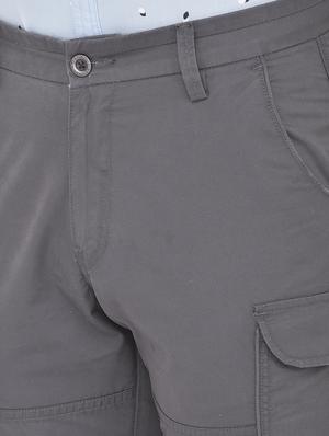 grey solid cargos casual trouser - 18250569 - Standard Image - 6