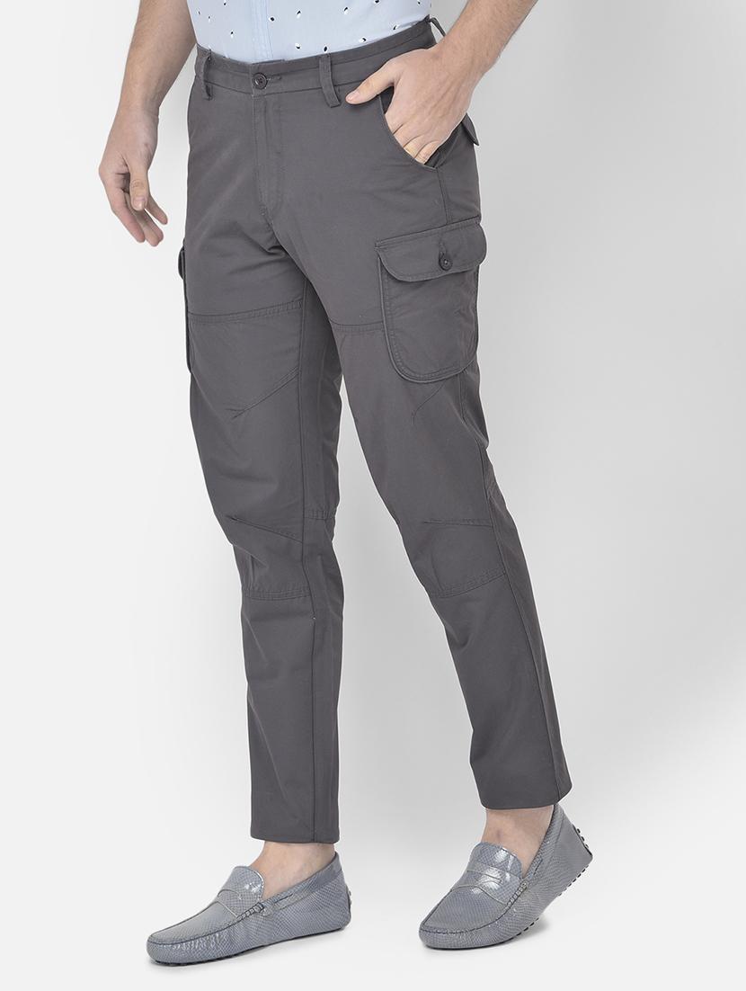 grey solid cargos casual trouser - 18250569 - Zoom Image - 2