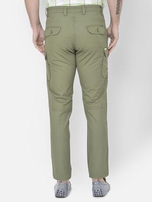 green solid cargos casual trouser - 18250572 - Standard Image - 4