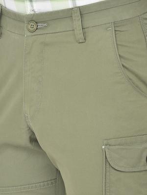 green solid cargos casual trouser - 18250572 - Standard Image - 6