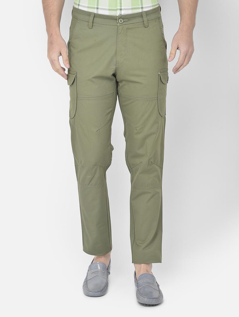 green solid cargos casual trouser - 18250572 - Zoom Image - 1
