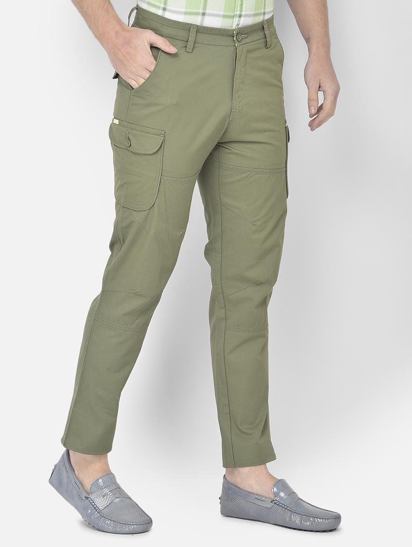 green solid cargos casual trouser - 18250572 - Zoom Image - 3