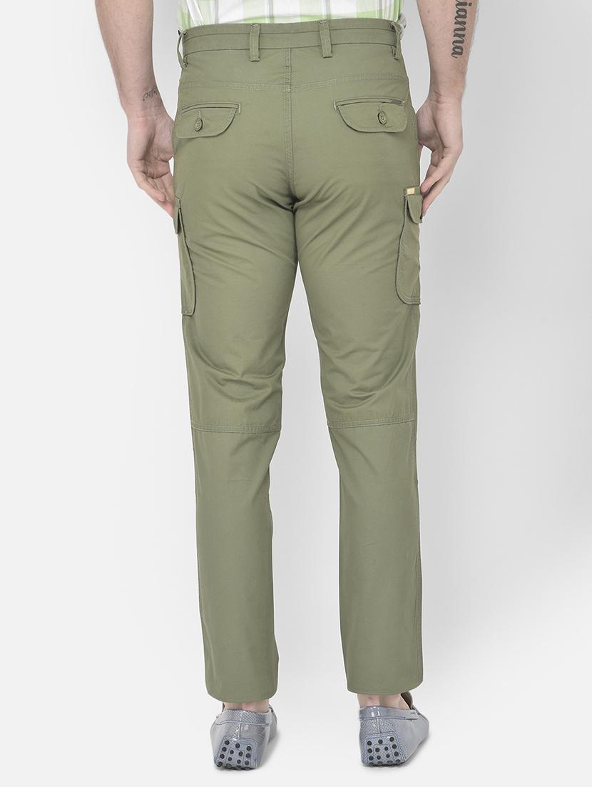 green solid cargos casual trouser - 18250572 - Zoom Image - 4
