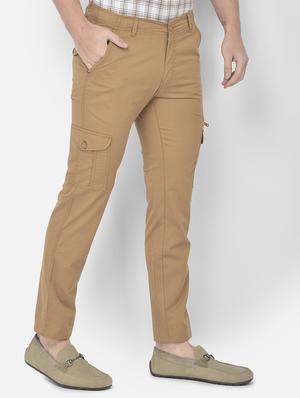 orange solid cargos casual trouser - 18250573 - Standard Image - 3