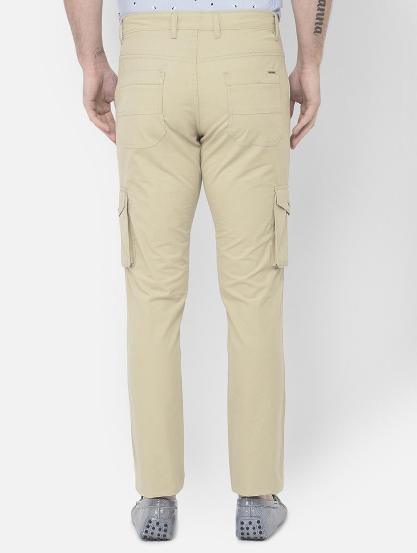 beige solid cargos casual trouser - 18250585 - Zoom Image - 4
