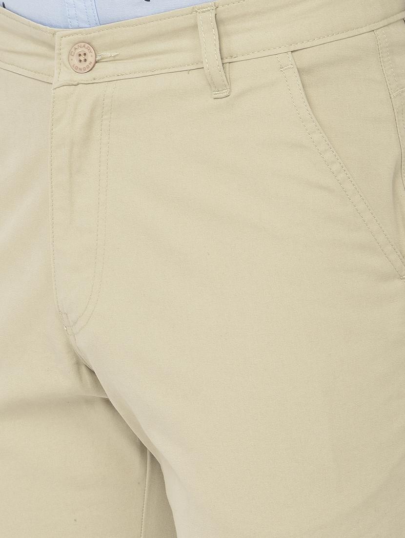 beige solid cargos casual trouser - 18250585 - Zoom Image - 6