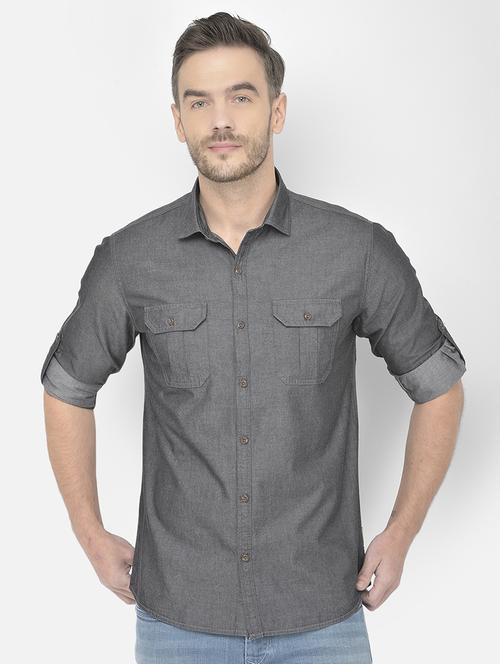 mens melange casual shirt - 18250611 -  Standard Image - 0