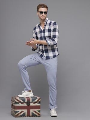 navy blue checkered casual shirt - 18250794 - Standard Image - 5