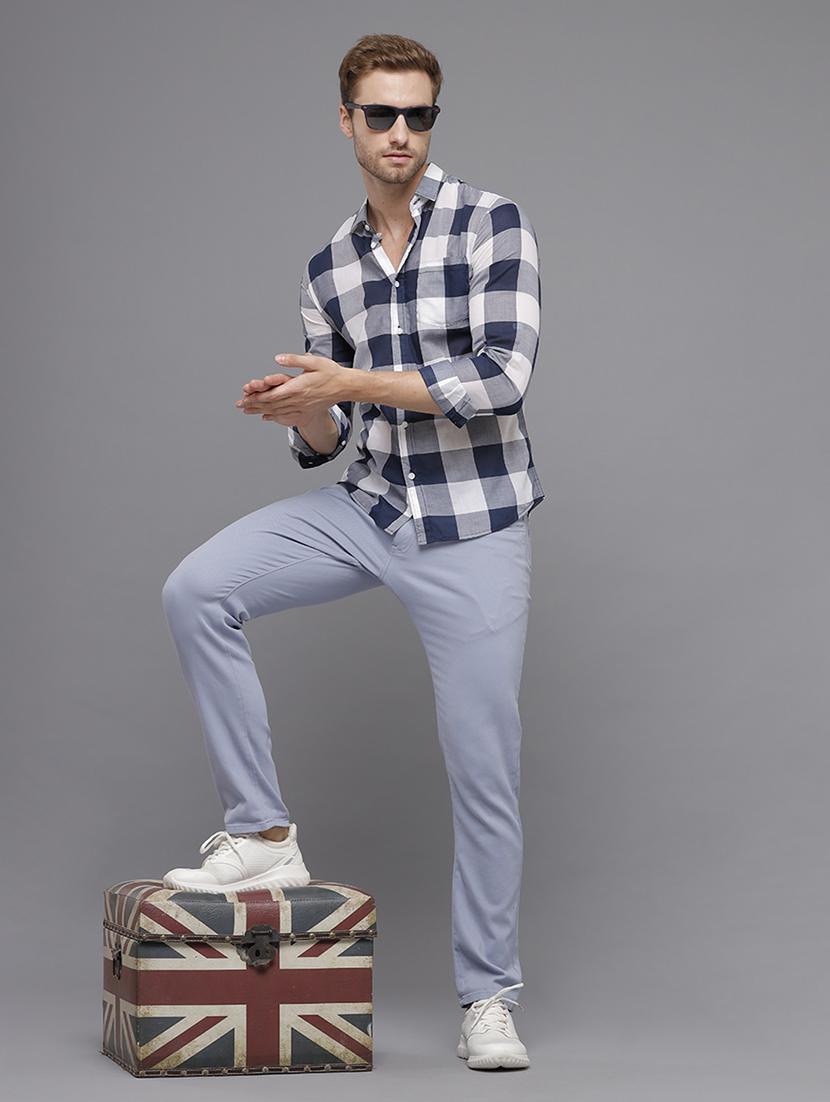 navy blue checkered casual shirt - 18250794 - Zoom Image - 5