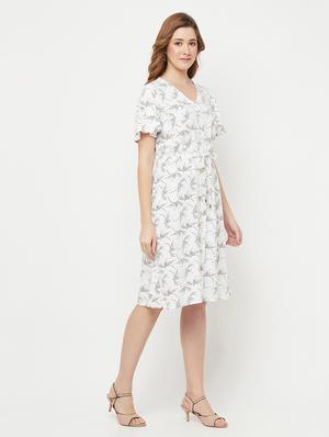 tie front printed a-line dress - 18250826 - Standard Image - 3