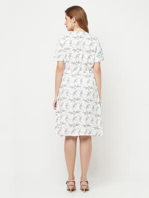 tie front printed a-line dress - 18250826 - Standard Image - 4