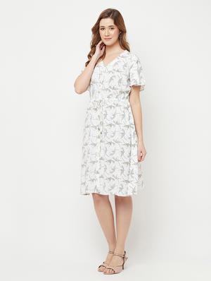 tie front printed a-line dress - 18250826 - Standard Image - 5