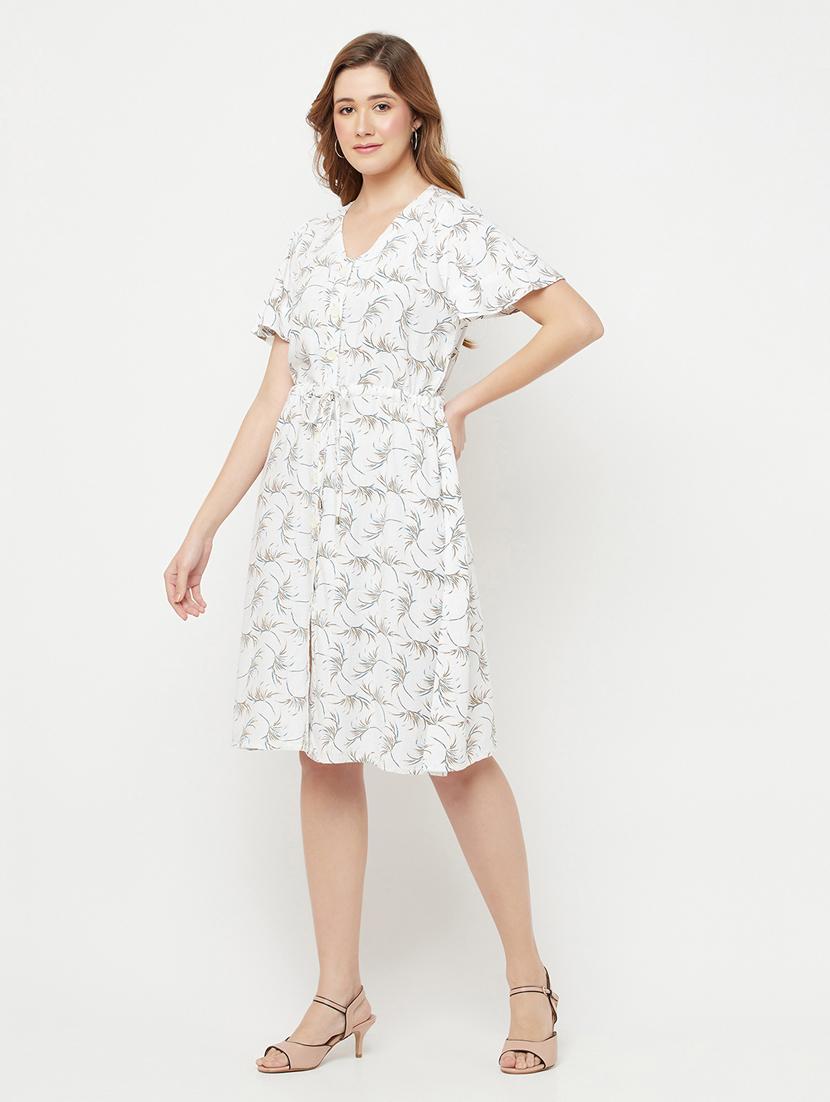 tie front printed a-line dress - 18250826 - Zoom Image - 2