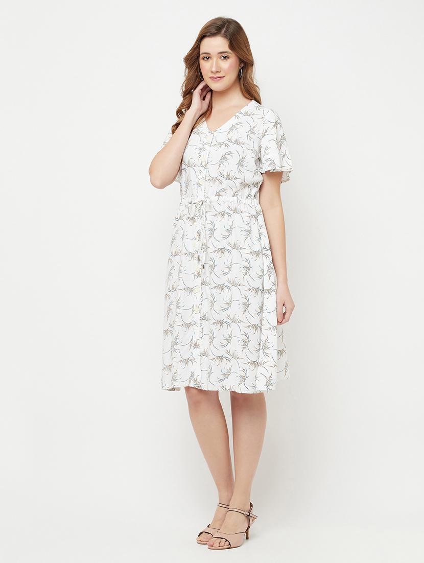 tie front printed a-line dress - 18250826 - Zoom Image - 5